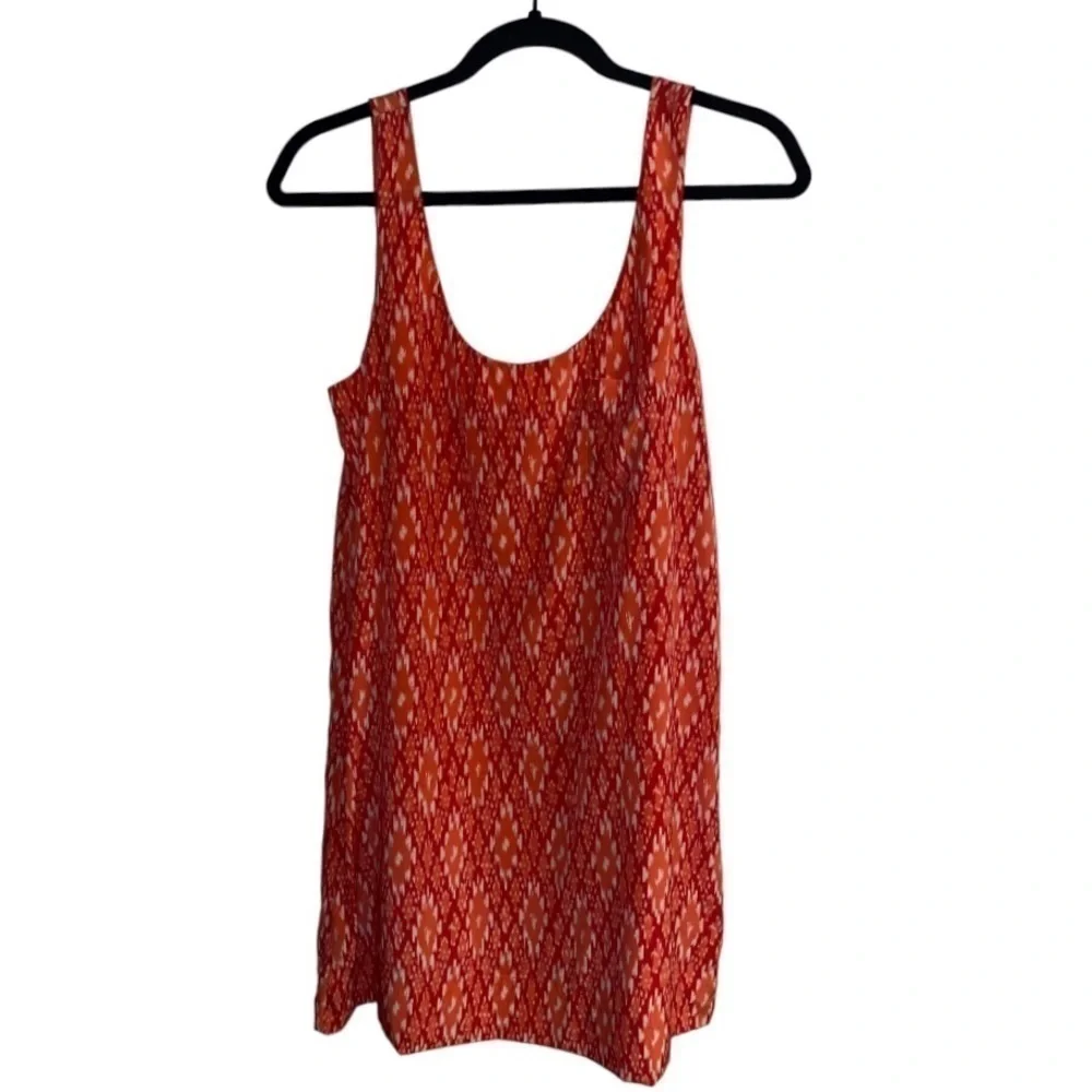 Joie Dawna Ikat 100% Silk Sleeveless Tank Mini Dress in Spiced Coral Size XS - Picture 6 of 11